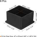 uxcell 6Pcs PVC Square Chair Leg Caps, 47mm x 47mm OD Black Furniture Feet Pads Table Foot Cover Caps Floor Protectors for Patio Table Cabinet Bed Furniture