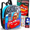 Disney Cars Backpack for Toddlers ~ Deluxe 11" Mini Cars Preschool Backpack for Kids Bundle with Cars Stickers, Coloring Book, and Beach Kids Door Hanger