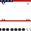 Classic American Flag License Plate Frame USA Flag License Plate Holder Stainless Steel Auto Parts Decoration with Screws for Men Women License Plate 4 Holes 1pcs