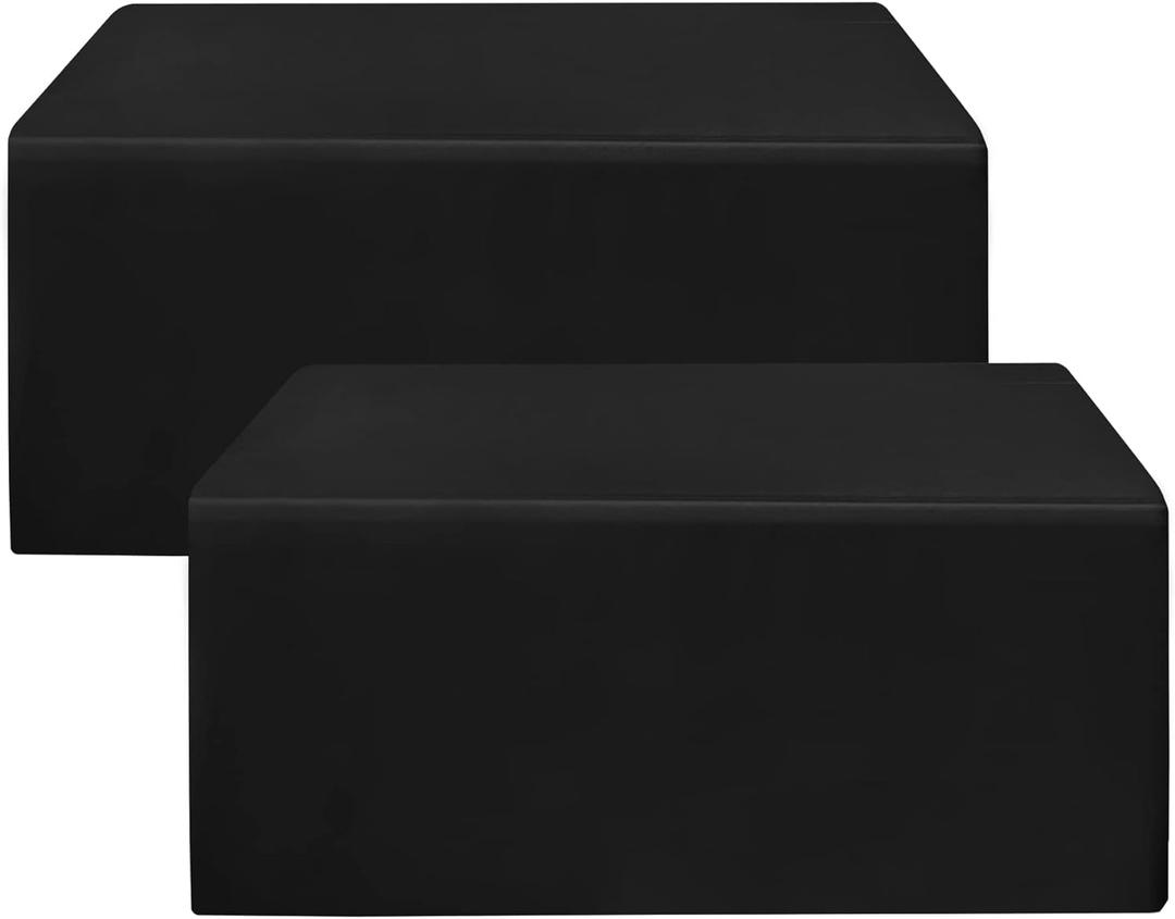 HolidayIdeas Fitted Black Tablecloths - 72 x 30 Inch - 2 Pack Rectangle Table Clothes for 6 Foot Tables, Polyester Fabric Table Cover for Trade Show, Craft Show, Parties, Birthday, Wedding