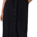 Amazon Essentials Women's Fit and Flare Half-Sleeve Waisted Midi A-Line Dress with Pockets (Medium)
