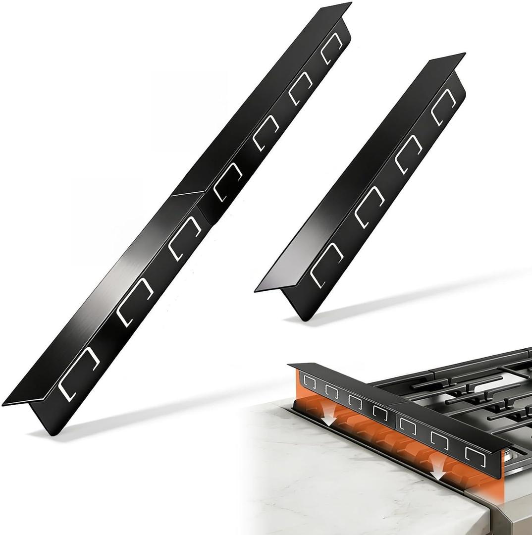 T design Stove Gap Covers 2 Pack, Adjustable 13.8 to 27.5Stove Gap Filler Stainless Steel, Heat Resistant Range Trim Kit, Oven Side Gap FillerEasy to Clean and Maintain