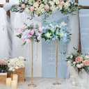Bigsee 10 Pcs 29.5 inches Crystal Flower Stand Wedding Centerpieces for Tables, Tabletop Gold Metal Flower Arrangement Holder, Bulk Metal Vases for Reception Ceremony Decoration