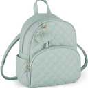 ECOSUSI Mini Backpack for Women Leather Small Backpack Purse for Ladies Cute Pom Bookbag Travel Shoulder Bag with Charm Tassel Green