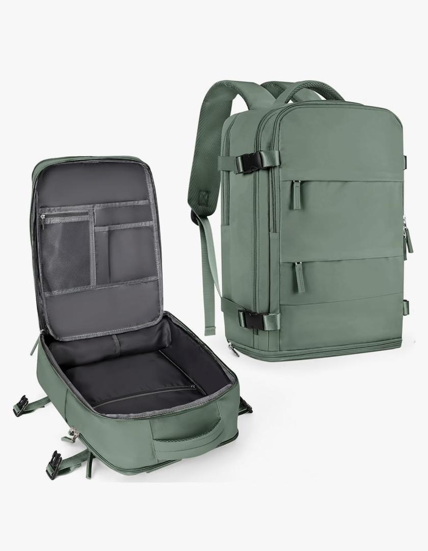 Travel Backpack For Women Men,Carry On Backpack,Hiking Backpack Waterproof Outdoor Sports Rucksack Casual Daypack Travel Essentials(Olive Green)