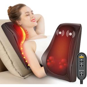 COMFIER Back Massager with Heat, Deep Tissue Shiatsu Neck and Back Massager for Pain Relief, Chair Use Massager Pillow with Adjustable Flap, Ideal Gift for Women Men