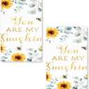 Sunflower Eucalyptus Summer Flowers Quick Dry Microfiber Kitchen Towels Set of 2 Hand Towels 18" x 26"