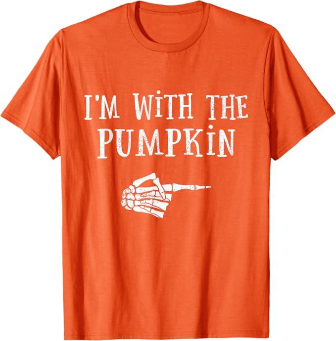 Im with Pumpkin Matching Partner Couple Costume Halloween T-Shirt, XL