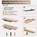 Lufia Floating Wall Shelves, Set of 2, MDF with Invisible Brackets, Modern Storage for Bedroom, Bathroom, Living Room, Kitchen (Oak, 24" W x 7" D x 1.5" H (2 Pieces))