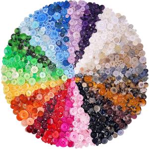 2800-3000pcs Assorted Resin Buttons Bulk 24 Colors Mixed Sizes Decorative Buttons for Sewing Crafts Clothes Button Painting DIY Handmade Ornament