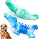 BoYoYo Tough Dog Toys for Aggressive Chewers 2 Pack, Indestructible Dog Toy for Large Dogs, Durable Dog Toys to Keep Them Busy for Large Breed, Teeth Cleaning and Training, Beef Flavor (Blue&Green)