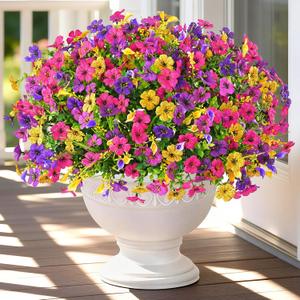 BLEUM CADE Artificial Flowers for Outdoors, 24 Bundles Faux Plants Outdoor Artificial Flowers for Decoration, UV Resistant Fake Flowers Artificial Plants & Flowers for Outdoors Garden Decor