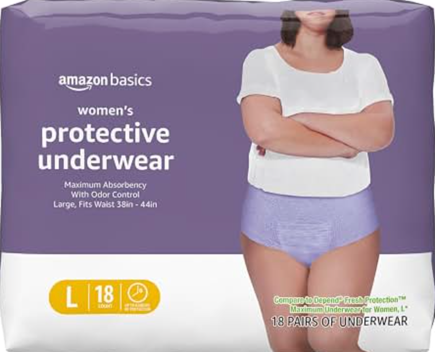 Postpartum Incontinence Underwear for Women, Maximum Absorbency with Bladder Leak Protection, Fresh Protection, Disposable, Large, Lavender, 18 Count