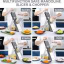 SupMaKin Upgrade Safe Mandoline Slicer, Multi Vegetable Chopper, Potato Slicer, Vegetables Slicer Onion Chopper Fry Cutter, Kitchen Chopping Artifact (GrayWhite)