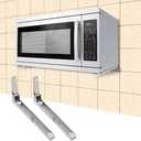 Microwave Oven Wall Stand, 2Pcs Stainless Steel Wall Mounted Microwave Oven Rack Shelf Sturdy Foldable Stretch Oven Bracket Holder for Home Office