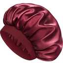 Doitory Satin Silk Bonnet for Sleeping, Double Layer Silk Sleep Cap for Men & Women, Soft Satin Lined Bonnet for Natural & Curly Hair(Red) 2Pcs