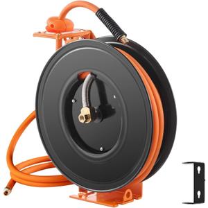 3/8 IN x 50FT Retractable Rubber Air Hose Reel Max 300 PSI,Suitable For Automotive Repair/Industrial Workshops