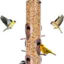 FEED GARDEN Metal Bird Feeder - 6 Port Tube Feeder for Outdoors, Heavy Duty Squirrel Proof with Metal Lid, Easy Fill & Clean, Weather Resistant Copper Finish, 13 Inch