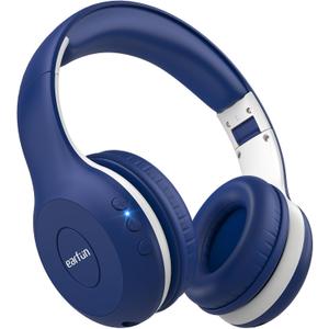 EarFun K2 Kids Bluetooth Headphones, Kids Headphones with Volume Limited, 40H Playtime, Built-in Mic, Stereo Sound, Foldable Over-Ear Headphone for School/Travel/iPad/Tablet, Blue