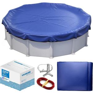Winter Pool Cover 24 ft Round for Above Ground | Extra Thick & Durable Above-Ground Pool Cover | Sapphire Series of Premium Cold- and UV-Resistant Pool Cover | by Yankee Pool Pillow