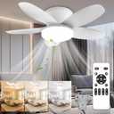Yoobao Modern Ceiling Fans with Lights and Remote, 6 Speeds & 3 Colors, Easy to Install, 25.6 inch DC Reversible Ceiling Fan Light for Summer Winter, Super Quiet for Bedroom Kitchen Office Patio (Medium)