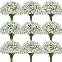 50 Pcs Babys Breath Artificial Flowers, Baby Breath Flowers Artificial Bulk, Real Touch White Fake Flowers, Faux Babies Breath Gypsophila for Wedding Home Decor Floral Arrangement