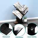 R RUISHENG 3 Tier Small Tree Bookshelf Storage Organizer Shelves Floor Standing Bookcase Desk Wood Storage Rack for Home Office Living Room Bedroom Display for Book Magazine CD Manga Black