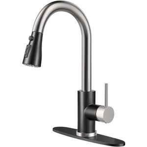 Kitchen Sink Faucet, Pull Down Kitchen Faucet, Black Nickel Stainless Steel Pull Out Kitchen Faucet with Pull Down Sprayer and 10 Inch Panel for Laundry Bar Kitchen Sinks