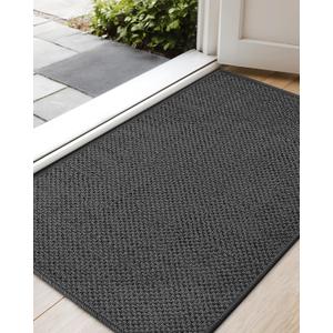 Color&Geometry Front Door Mat Indoor 17"x29", Rugs for Entryway, Non Slip Washable Low-Profile Inside, Entry Mat Entry Rug Door Mat Indoor Entrance, Grey (Rolled-up NO Creases)