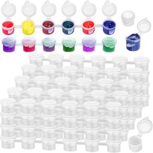 Caffox 240-Piece Empty Paint Pot, 40 Strips Acrylic Mini Paint Container Strip Storage with Lid for Classrooms, School Art & Crafts 3ml/ 0.1oz