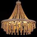 TOCHIC Wood Bead Chandelier 26.8", 6-Light Boho Chandeliers Farmhouse Large Beaded Chandelier for Dining Living Room Bedroom Bohemia Coastal Pendant Light Fixture for Kitchen, Foyer, Entryway