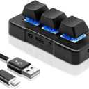 3-Key Mini Keypad USB Type C Wired Mechanical Gaming Keyboard Hot Key Customized Program with RGB Led for Gaming OSU Office Work