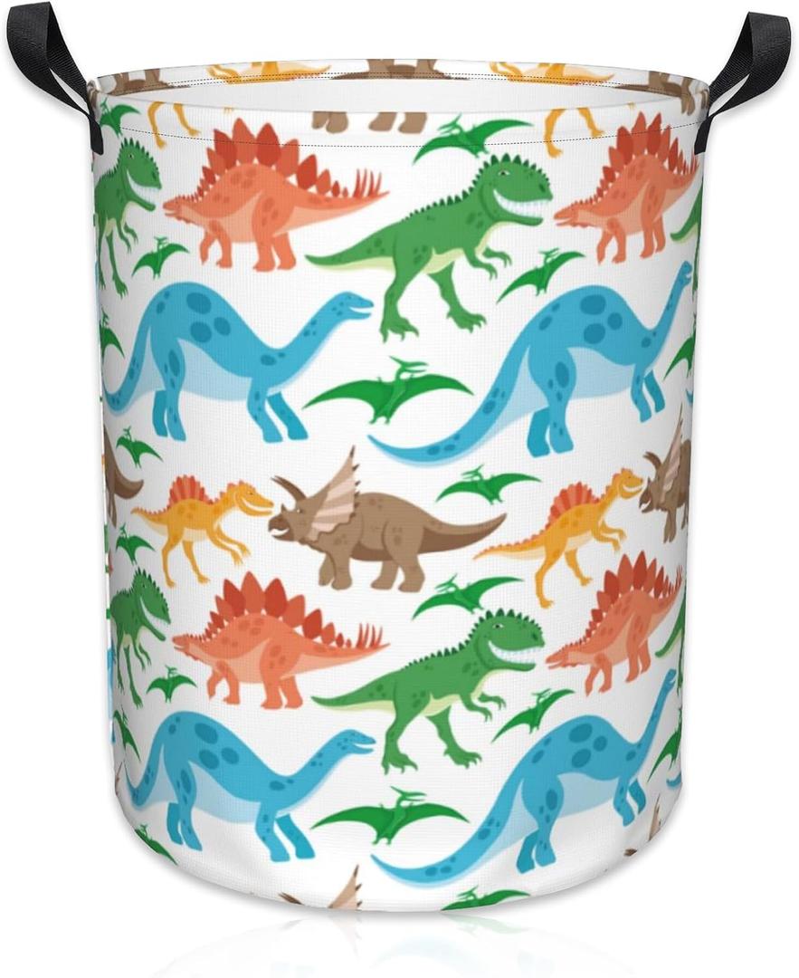 Laundry Basket Cute Dinosaurs Laundry Hamper Large Laundry Basket Storage Basket Tote Bag Collapsible Organizer Basket for Bathroom,Laundry,Bedroom 17.3 x16.5 Inch