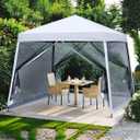 MASTERCANOPY 10x10 Slant Leg Gazebo Canopy with Netting White
