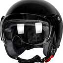 Yesmotor 3/4 Motorcycle Helmets Retro Open Face Vespa Scooters Helmet with Clear Visor for Men and Women- DOT Approved