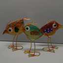 Garden Decor for Outside,Funny Metal & Glass Bird Decor for Indoor & Outdoor Set of 3,Yard Art Decor,Garden Art Statues Decorations,Colorful and Patriotic (Multicolor)