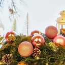 Emopeak 4Pcs Christmas Balls Ornaments for Xmas Christmas Tree - 4 Style Shatterproof Christmas Tree Decorations Hanging Ball for Holiday Wedding Party Decoration (Pink, 4"/10CM)