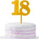 Acrylic Number 18 Cake Topper, Gold Mirrored Number Cupcake Decor, Perfect for Birthday Parties and Anniversary Cake Decorations