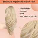 SEIKEA Ponytail Extension, 18" Wavy Claw Clip in Hair Extensions for Women, Lightweight Fluffy Synthetic Ponytail Hairpiece, Natural Soft & Easy to Wear, for Short Blonde Pale Gold Highlights