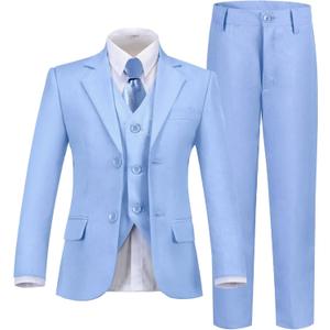 Boys' Suit Kids Suits Tuxedo for Boys Toddler Vest Pants Set Ring Bearer Outfit Dress Clothes (Blue), Size 10