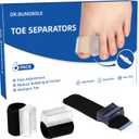 Hook&Loop Adjustable Toe Separators - Breathable Bunion Corrector for Men, Women & Tailors, Silicone Toe Spacers for Restoring Overlapping Toes & Hammertoe Straightener, No Curling - Black(6PCS)