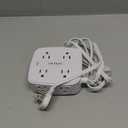 6 Ft Surge Protector Power Strip - YISHU 8 Widely Outlets with 4 USB Ports, 3 Side Outlet Extender with 6 Feet Flat Extension Cord, Ultra Flat Plug, Wall Mount, Desk USB Charging Station, ETL, White