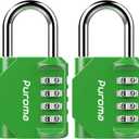 Puroma 2 Pack Combination Lock for Locker 4 Digit Outdoor Waterproof Padlock for School, Gym, Sports, Fence, Toolbox, Gate, Case, Outdoor, Hasp Storage (Green)