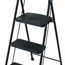 Rubbermaid 3-Step Steel Ladder with Project Tray, Folding Step Stool with Hand Grip and Non-Slip Feet, White, Tested to ANSI US Safety Standards, No Assembly Required