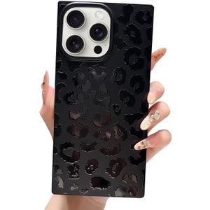 for iPhone 16 Pro Max Case Cheeah Leopard Women Rectangle Edge Retro Vintage Protective Drop Protection Phone Cases for iPhone 16 Pro Max Black