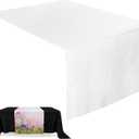 Breling 1 Pcs White Sublimation Table Runners Blanks 36 x 72 Inch Polyester White Table Banner Heat Transfer Waterproof Tablecloth Runner for Birthday Wedding Party Baby Shower, Machine Washable