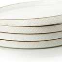Dinner Salad Plates Set of 4, 10 Inch Salad Plates with Embossments, Dessert, Salad, Appetizer, Dinner Plate, Microwave, Dishwasher Safe,Scratch Resistant