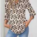 LOMON Women's 2026 Fashion Tops 3/4 Length Sleeve Business Casual Blouses Summer Tees Shirts S-4X (White)