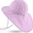 JANGANNSA Baby Sun Hat Boys Girls Infant Toddler Bucket Hat Kids Neck Flap Sun Protect Cap Beach (Purple)