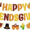 Happy Friendsgiving Banner Friendsgiving Party Decorations Thanksgiving Decor Thankful Backdrop Give Thanks You for All You Do Turkey Pumpkin Pie Fall Leaves Theme Party Decor